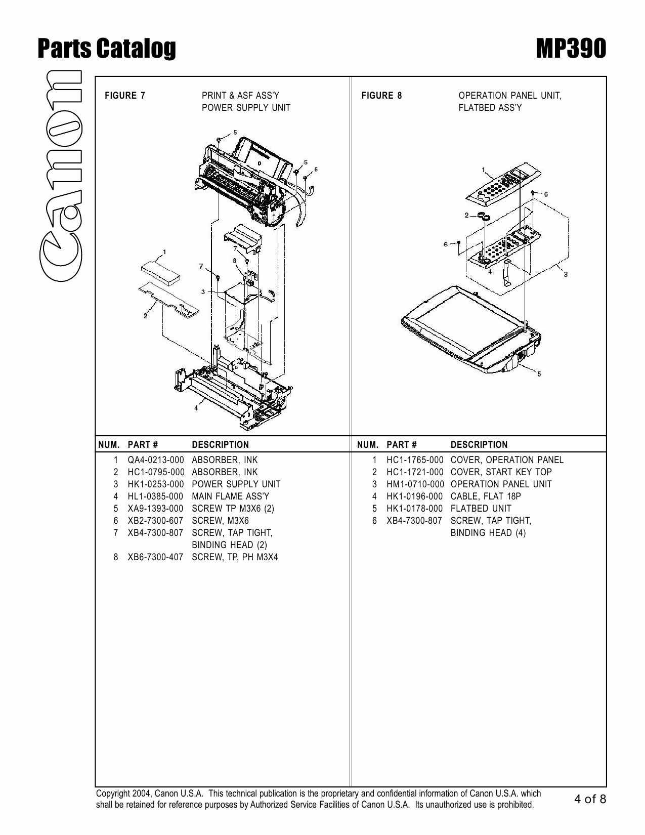 Canon MultiPASS MP-390 Parts Catalog Manual-4